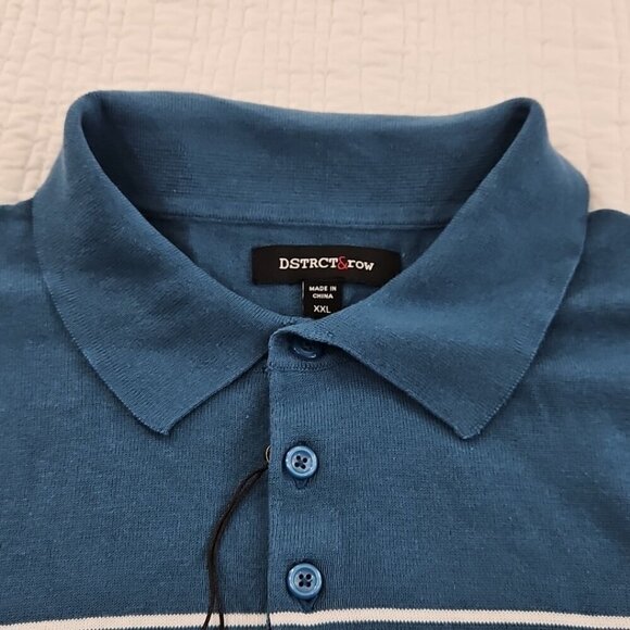 DSTRCT&row Long Sleeve Henley Men's XXL Denim Blue Collared Two Buttons NEW NWT - Picture 8 of 15
